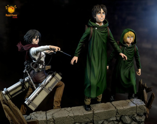 Фигурка Eren Yeager, Mikasa Ackerman, Armin Arlert от Model Power Studio Версия Trio (персонажи Микаса Аккерман, Армин Арлерт, Эрен Йегер)