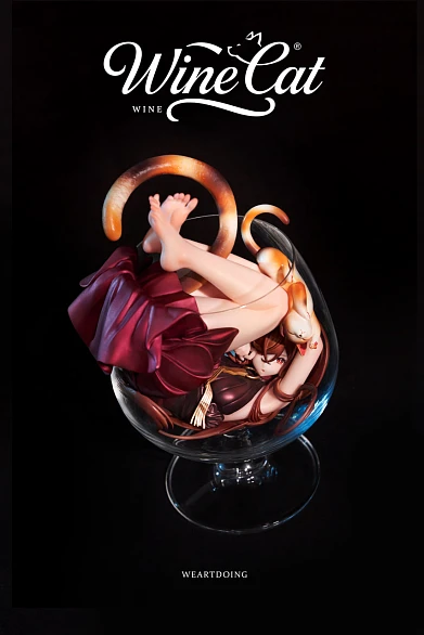 Фигурка Wine Cat Silver Moon, Wine Cat Crimson Night от WeArtDoing Studio Версия с Багряной Ночью