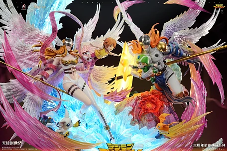 Фигурка AngeWomon, Patamon, Takeru Takaishi, Hikari Yagami, Tailmon, Angemon от SUPER HERO Studio, Flash Art Studio, Fantasy Zone Maker