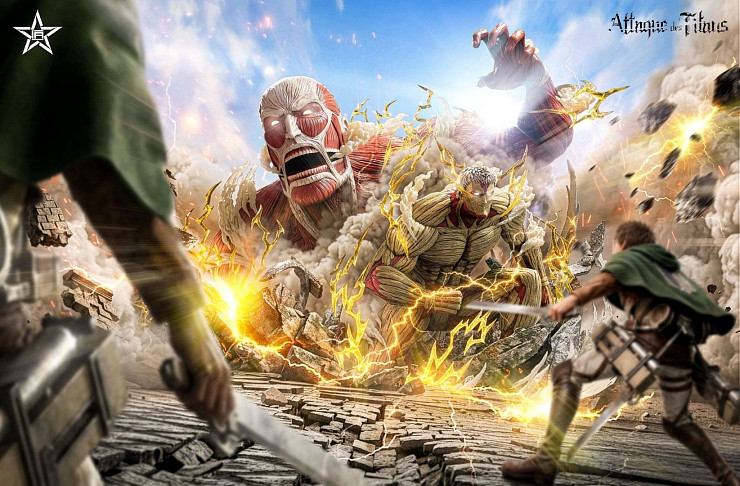 Фигурка Colossal Titan (Bertolt Hoover), Armored Titan (Rainer Brown) от Craftsman Studio (Jiang Xing Studio)