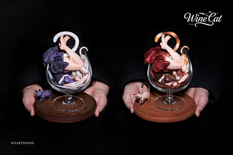 Фигурка Wine Cat Silver Moon, Wine Cat Crimson Night от WeArtDoing Studio Версия с Багряной Ночью