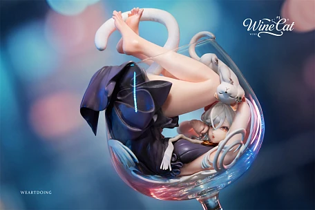 Фигурка Wine Cat Silver Moon, Wine Cat Crimson Night от WeArtDoing Studio Версия с Серебряной Луной