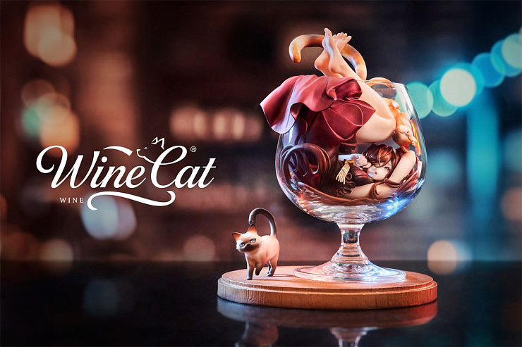 Фигурка Wine Cat Silver Moon, Wine Cat Crimson Night от WeArtDoing Studio Версия с Багряной Ночью
