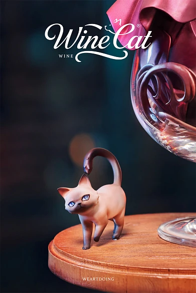 Фигурка Wine Cat Silver Moon, Wine Cat Crimson Night от WeArtDoing Studio Версия с Багряной Ночью