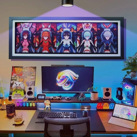 Фигурка Asuka Langley Soryu, Ayanami Rei, Kaworu Nagisa, Mari Illustrious Makinami, Shinji Ikari от KALA HOME Studio Версия с черной, черно-золотой, деревянной или серебрянной рамкой на выбор