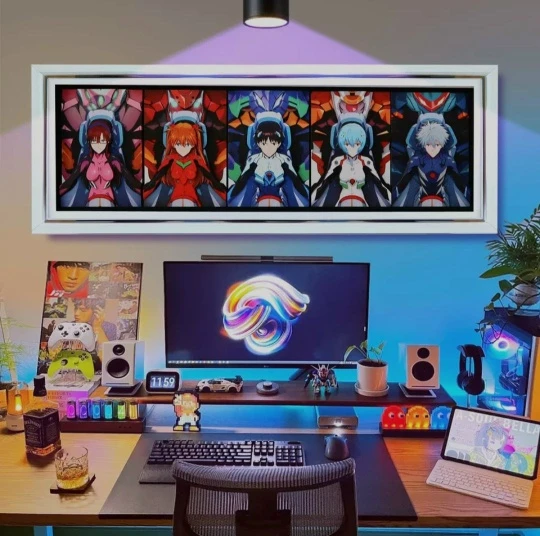 Фигурка Asuka Langley Soryu, Ayanami Rei, Kaworu Nagisa, Mari Illustrious Makinami, Shinji Ikari от KALA HOME Studio Версия с черной, черно-золотой, деревянной или серебрянной рамкой на выбор