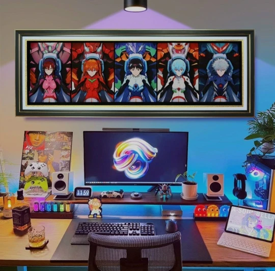 Фигурка Asuka Langley Soryu, Ayanami Rei, Kaworu Nagisa, Mari Illustrious Makinami, Shinji Ikari от KALA HOME Studio Версия с черной, черно-золотой, деревянной или серебрянной рамкой на выбор