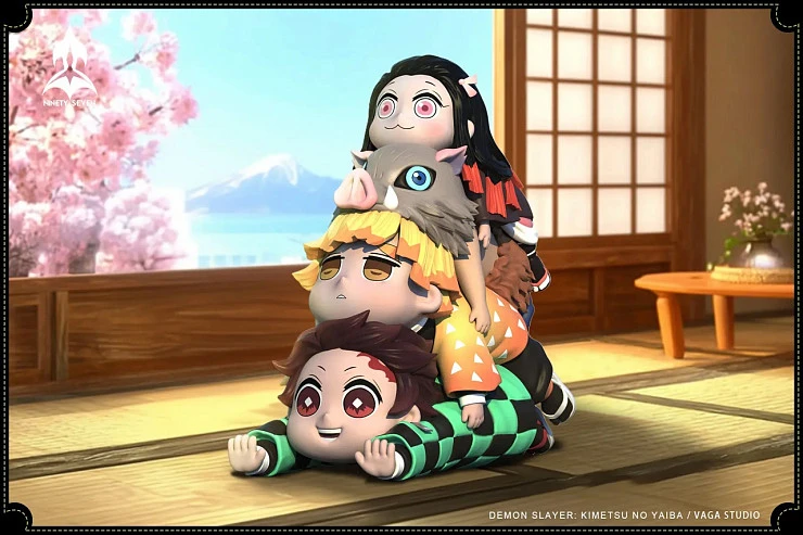 Фигурка Hashibira Inosuke, Agatsuma Zenitsu, Kamado Tanjiro, Kamado Nezuko от Ninety Seven Studio